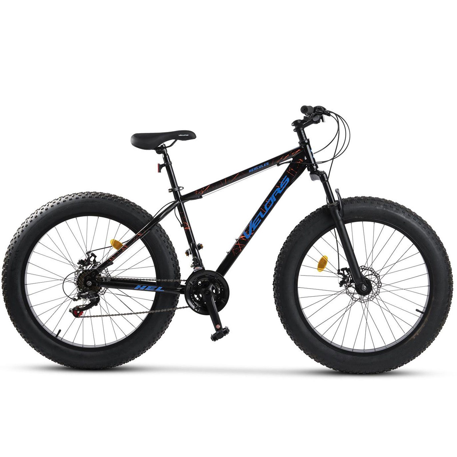 Velors Fatbike 26 Zoll Mountainbike 4,0 Fat Tire MTB für Herren Damen und Jungen, 21 Gang Shimano Tourney TZ-500 Schaltwerk, Kettenschaltung, mechanische Scheibenbremse, Hardtail Fahrrad, Fat Bike