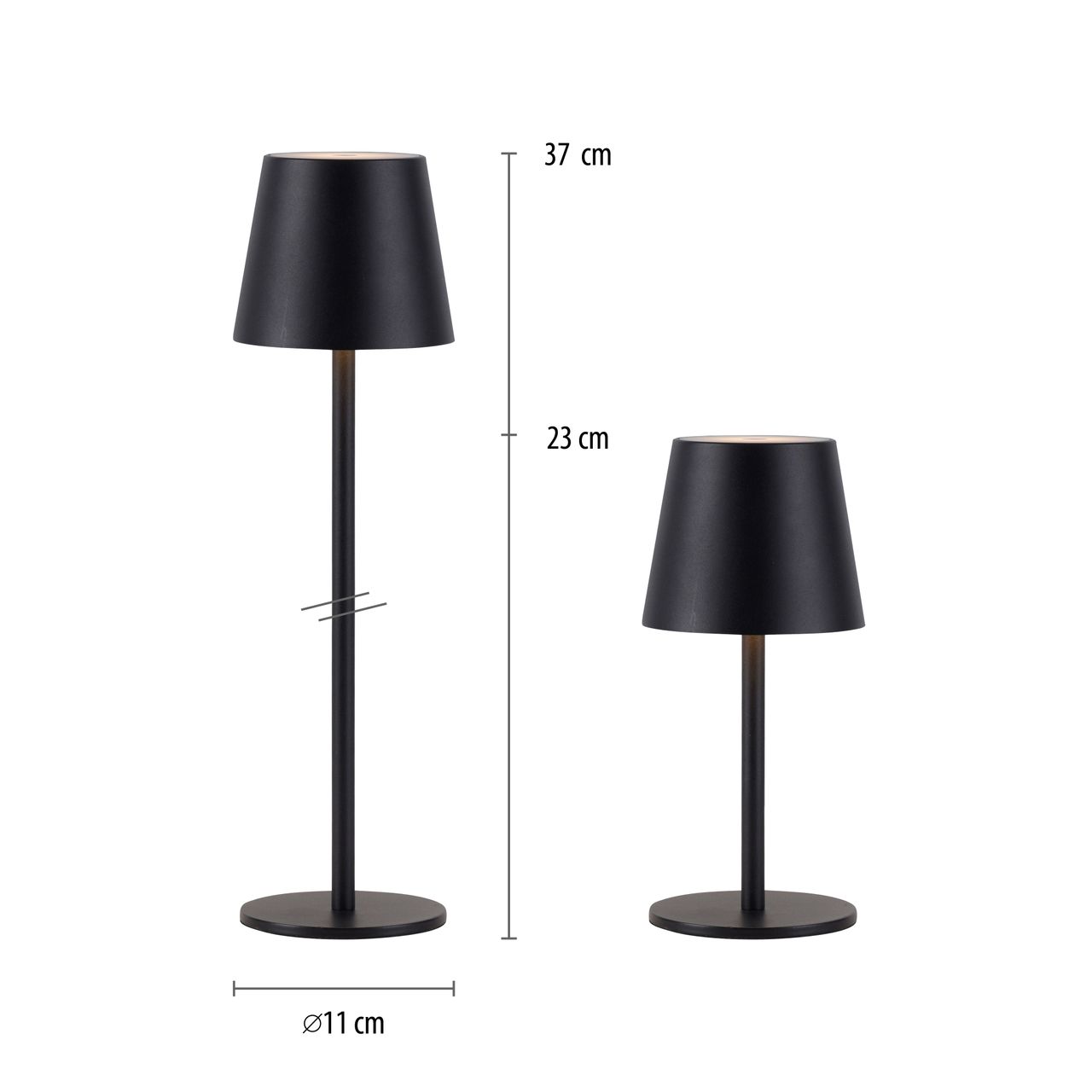 JUST LIGHT LED Tischleuchte, 1xLED-Board/3W/3000K, Akkuleuchte, IP54, Ladekabel, Schwarz