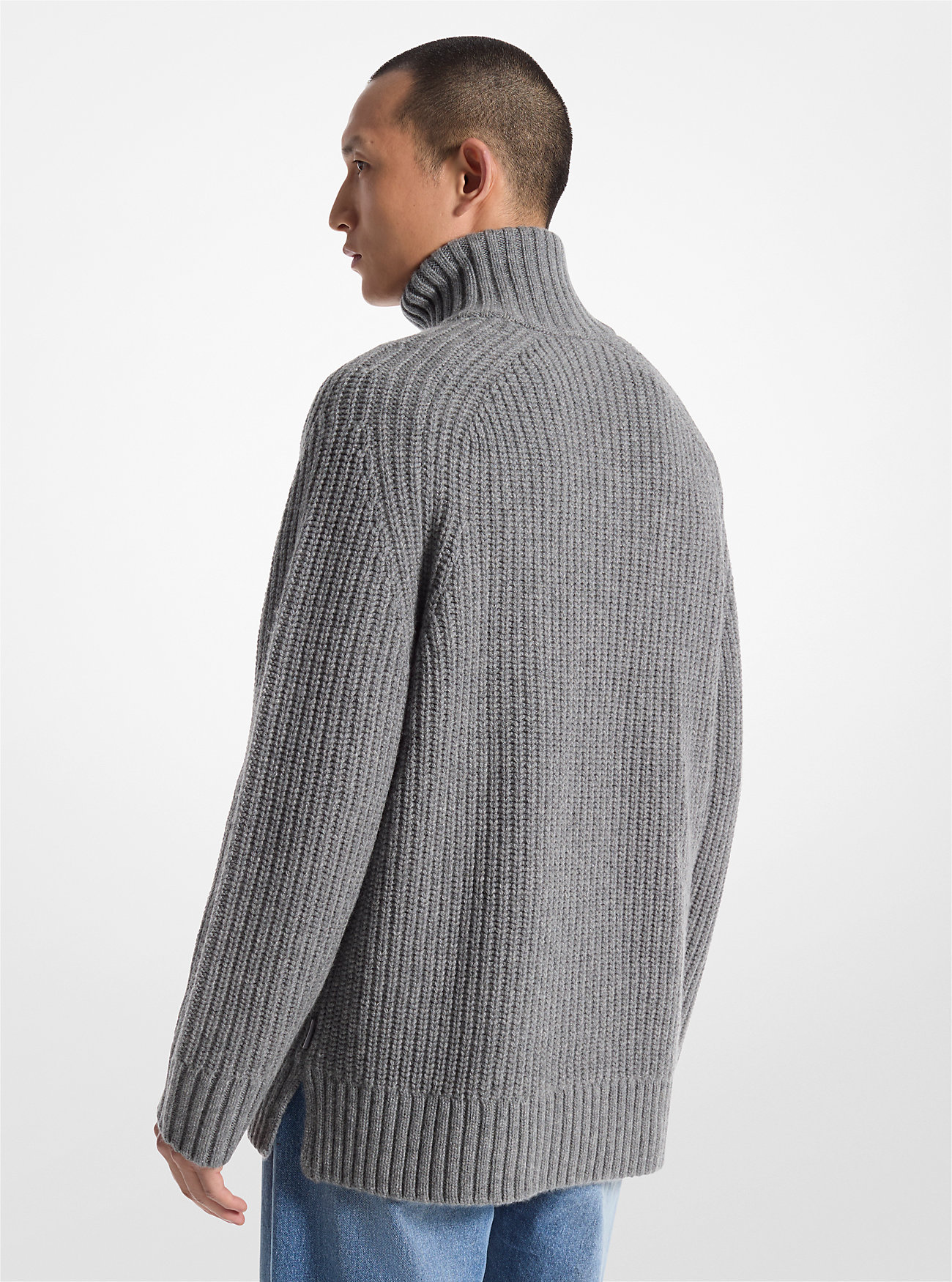 Wool and Cashmere Blend Half-Zip Sweater - ASH