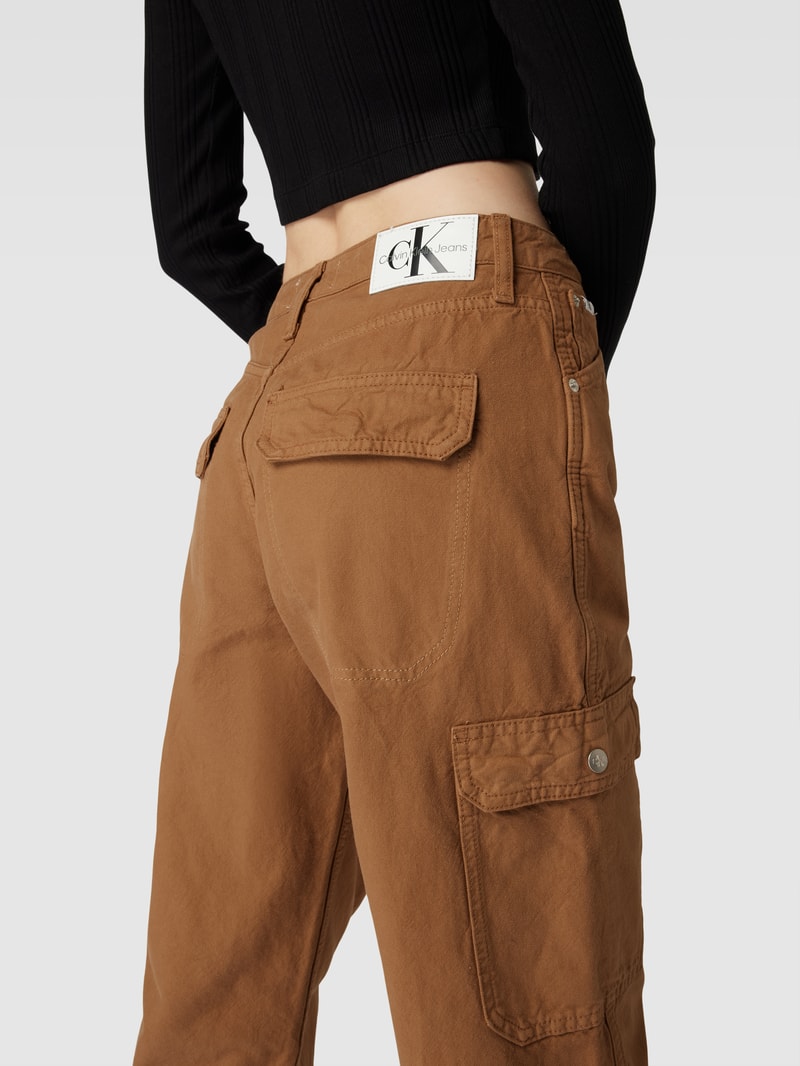 Straight Fit Cargohose mit Cargotaschen in cognac