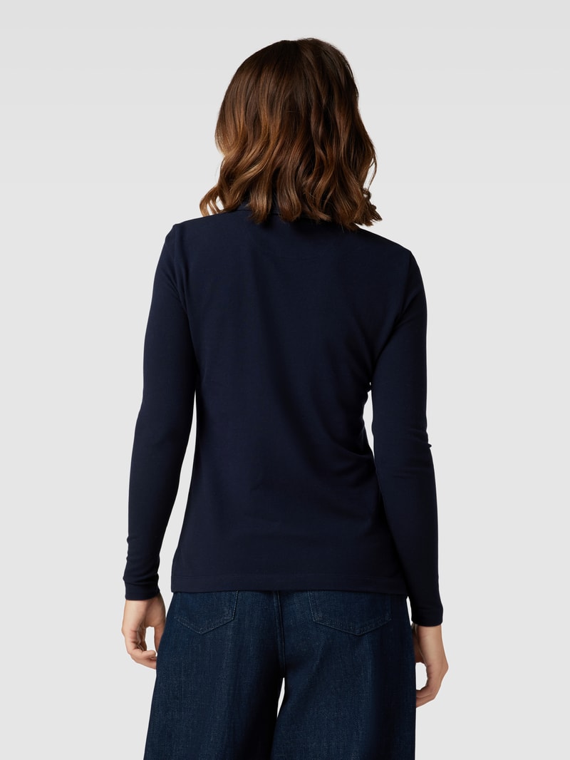 Longsleeve mit Polokragen in dunkelblau