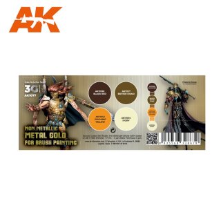 Wargame Color Set: Non Metallic Metal Gold (with brush)