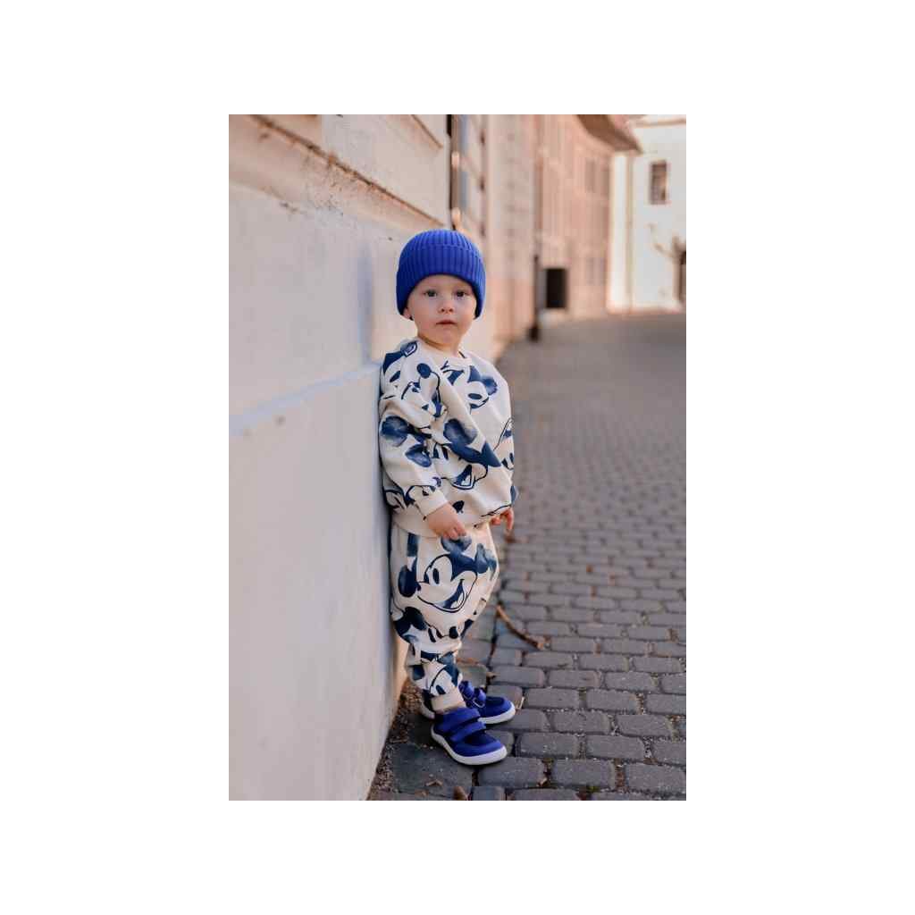 Baby Bare Febo Sneakers Blau auf Weiß Barfuß-Sneakers
