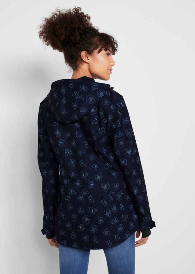Softshelljacke mit Blumenmuster, wasserabweisend