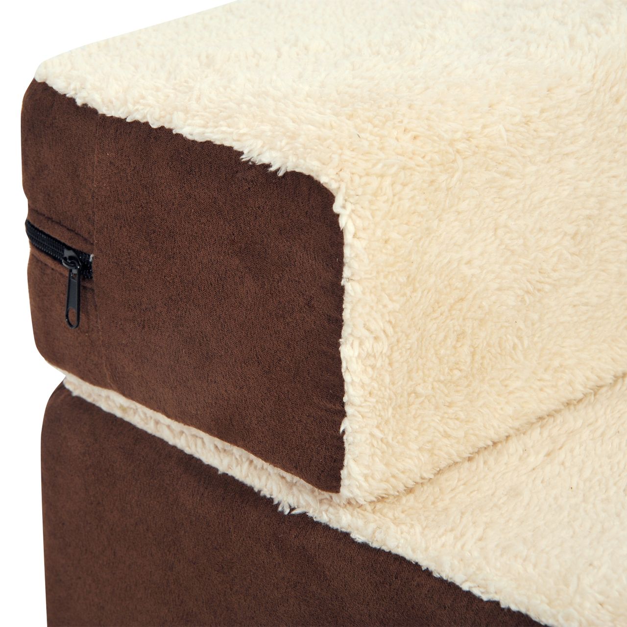 PawHut Hundetreppe Katzentreppe Einstiegshilfe 3 Stufen Haustier Plüsch Beige