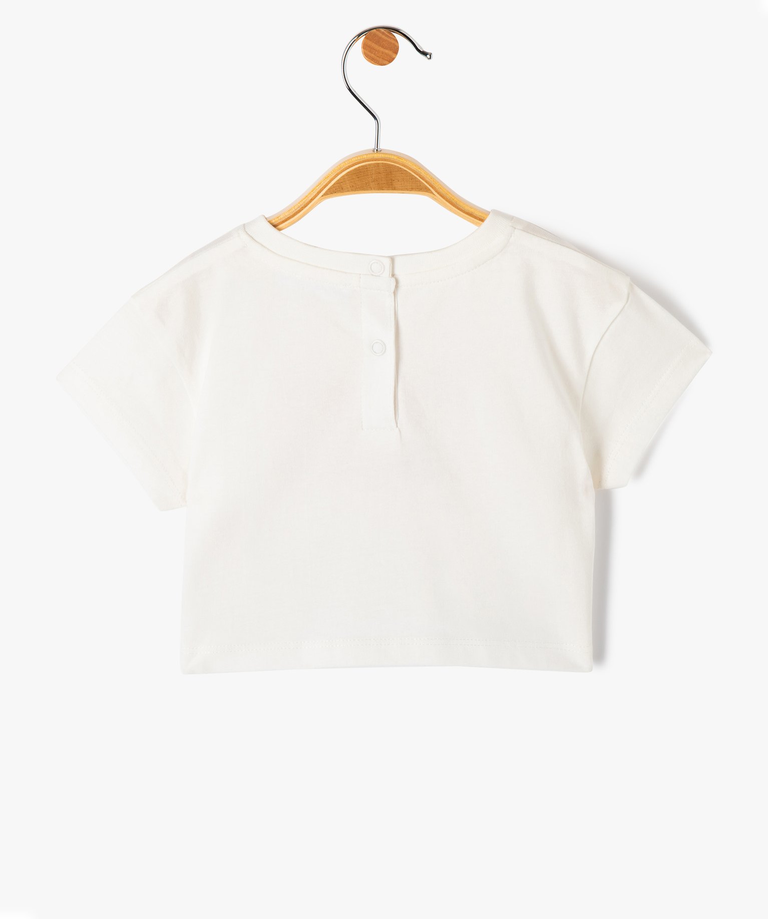 Tee-shirt bébé fille crop top à message en relief ecru | GEMO