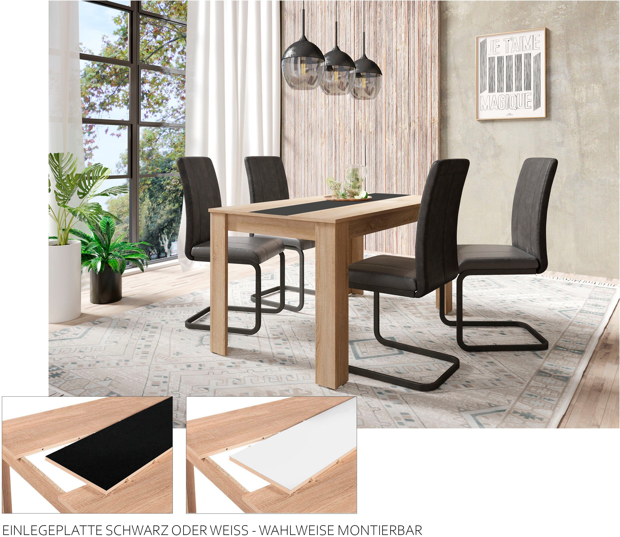 byLIVING Esstisch Nori, Breite 120, 140 oder 160 cm, Mittelplatte wendbar