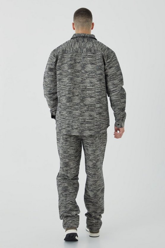 Tall gerade Cargohose mit Marmor-Print und elastischem Bund