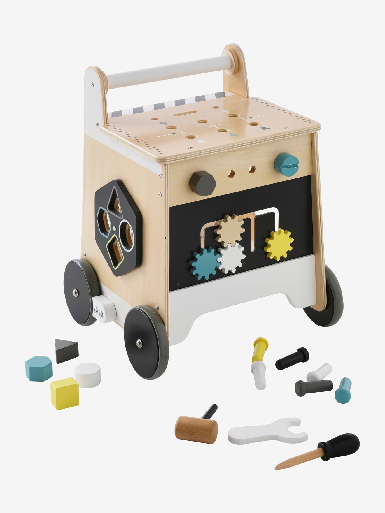 Chariot de marche bricolage en bois FSC® beige