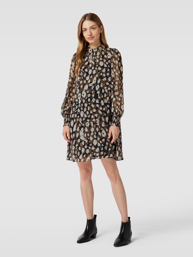 Knielanges Kleid mit Animal-Print in schwarz