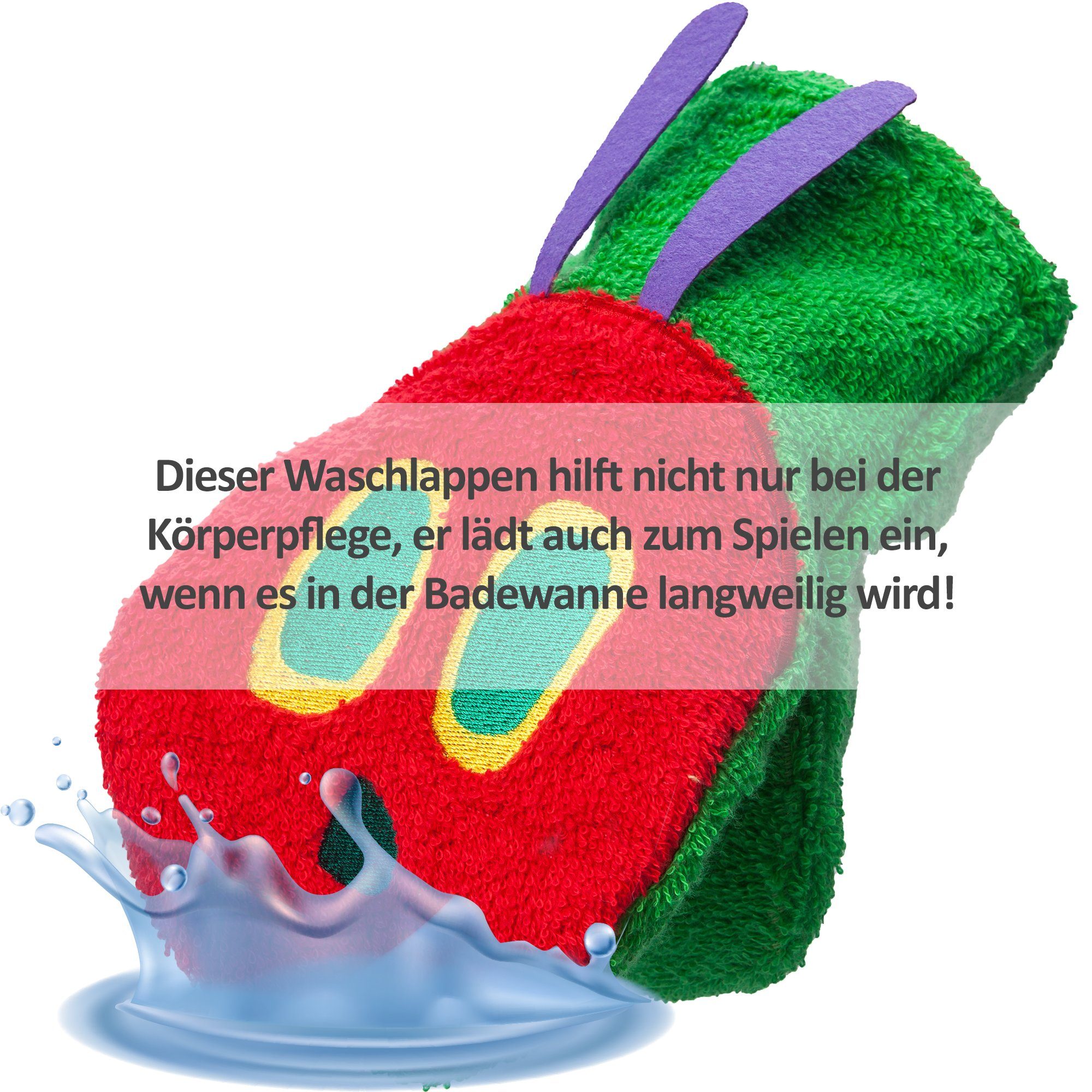 Smithy Waschlappen Waschhandschuh Raupe Nimmersatt (1-tlg), Applikation