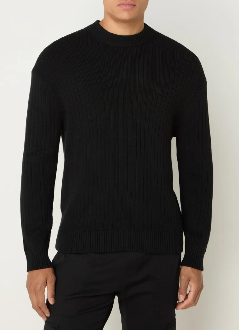 Maglione Calvin Klein Linear a maglia fine con logo