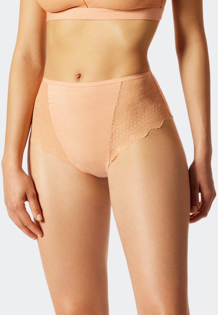 Highwaist Thong Spitze pfirsich - Feminine Lace