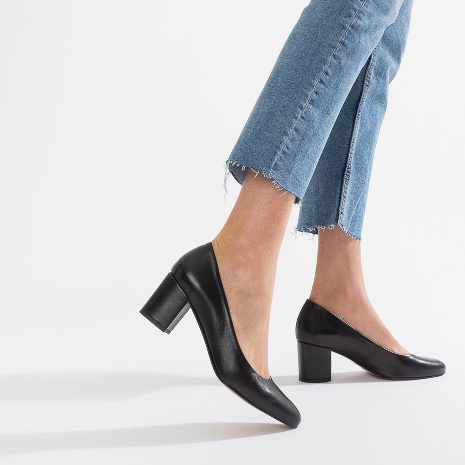 Escarpin éco-conçu noir en cuir