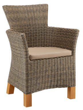 MERXX Gartensessel Toskana (Set, 2-St), 2er Set, Polyrattan/Non-Wood, grau-braun