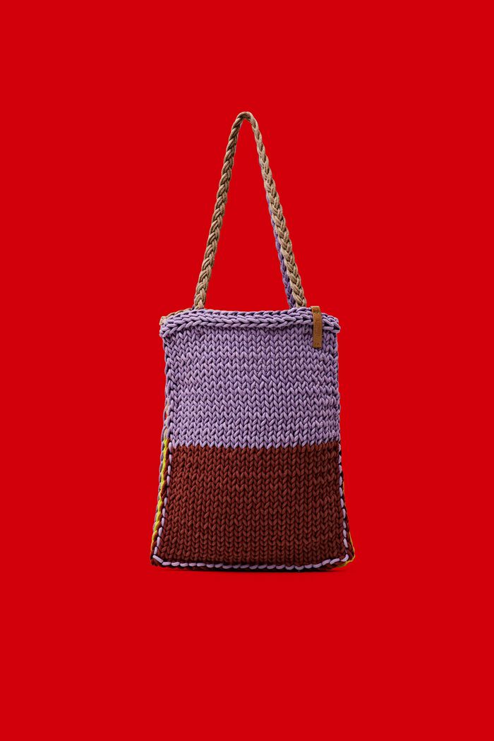 Tote Bag aus gehäkelter Baumwolle im Colorblock