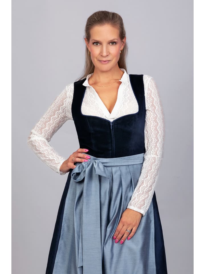 Edelnice Midi Dirndl Luna Samt Blau in blau günstig kaufen