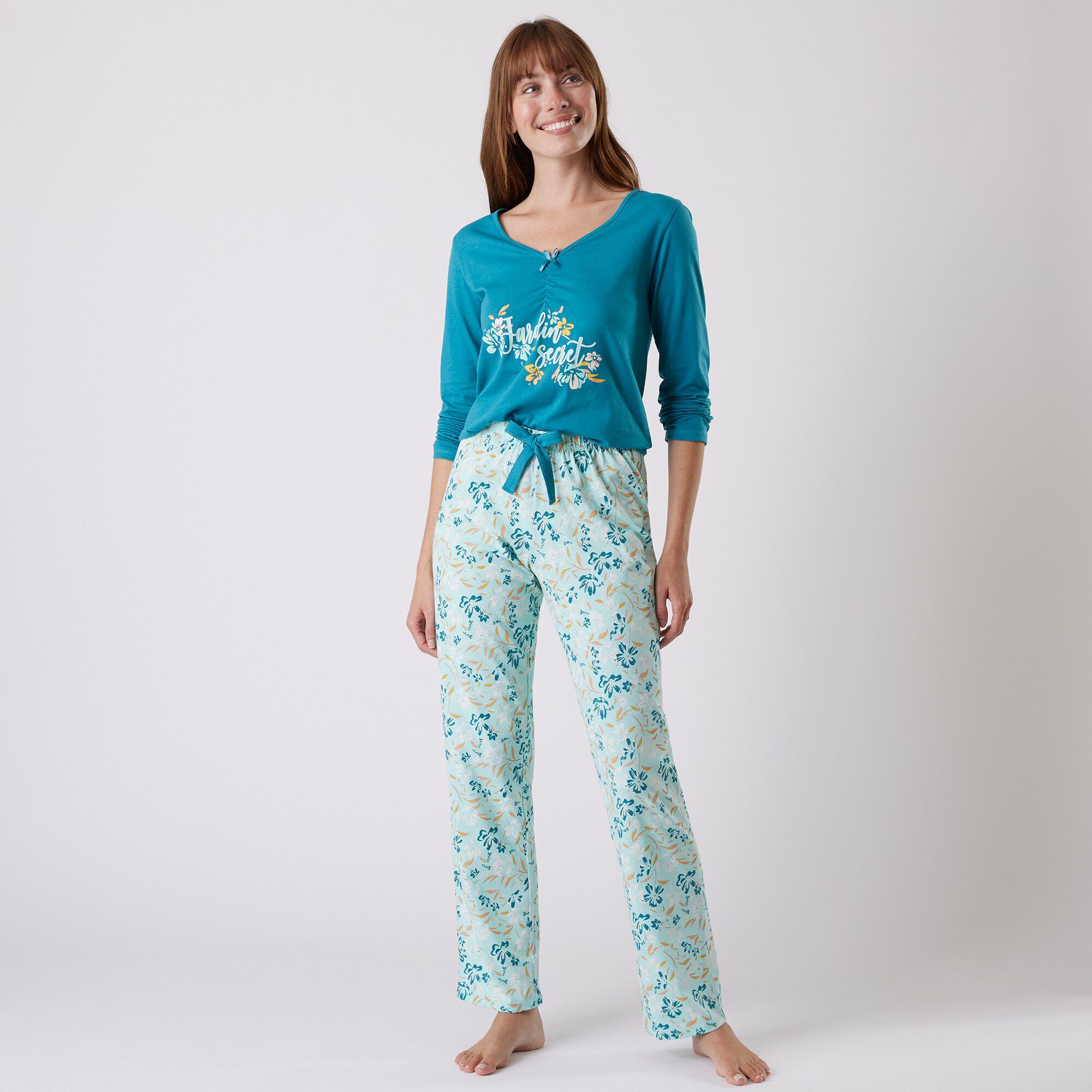 Pantalon pyjama coton imprimé floral