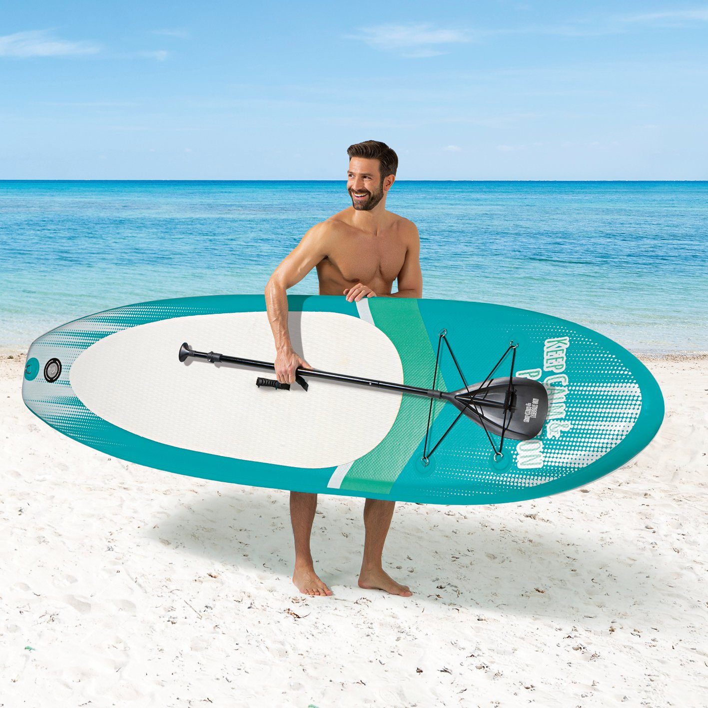 MAXXMEE Inflatable SUP-Board inkl. Zubehör, 300 cm, 110 kg, Stand-Up Paddle-Board SUP Board Stand up Paddel Paddling Komplett Set