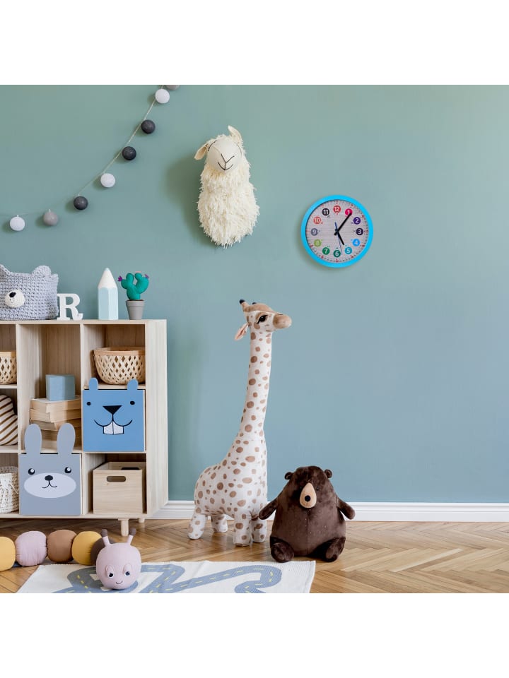 relaxdays Kinder-Wanduhr in Blau - Ø 30 cm günstig kaufen onesize