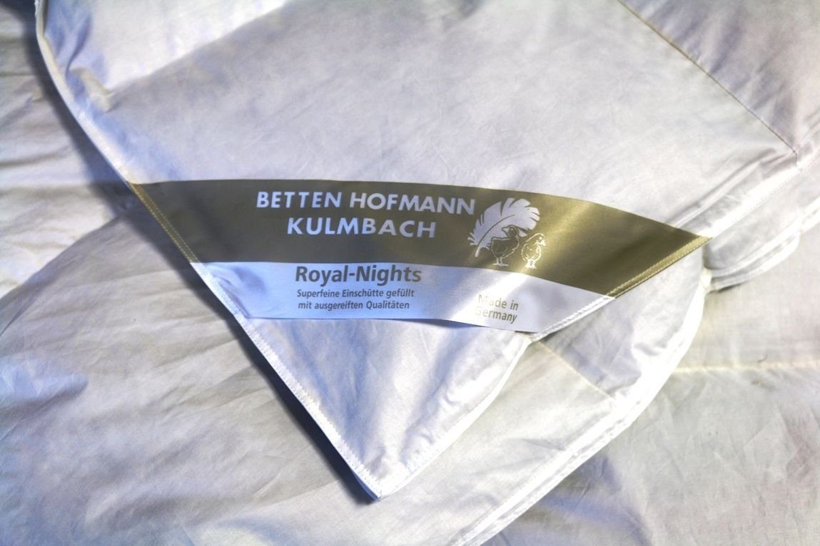 4-Jahreszeitenbett, Bella-Night Ganzjahres Daunendecke Daunenbett 5x7, 155x220 100% neue, Betten Hofmann, Füllung: 950 Gramm neue silberweiße canadische Landdaunen, Klasse 1 (100% Daunen)