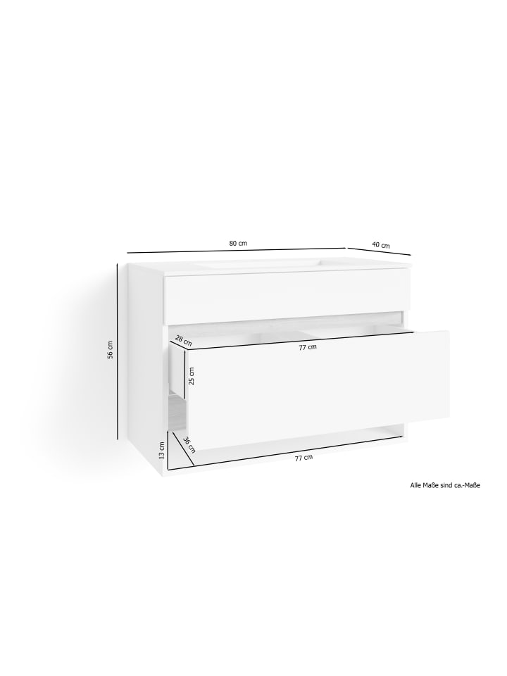 byLiving Waschtisch Marino in Weiß - (B) 80 x (H) 56 x (T) 40 cm günstig kaufen onesize