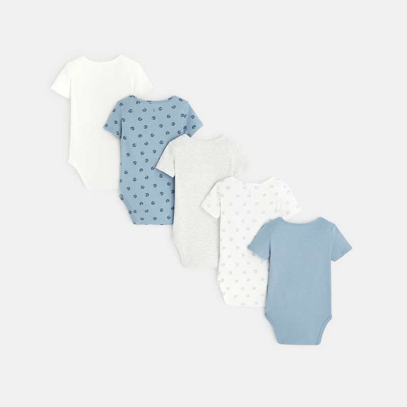 Body manches courtes col US (lot de 5) bleu naissance