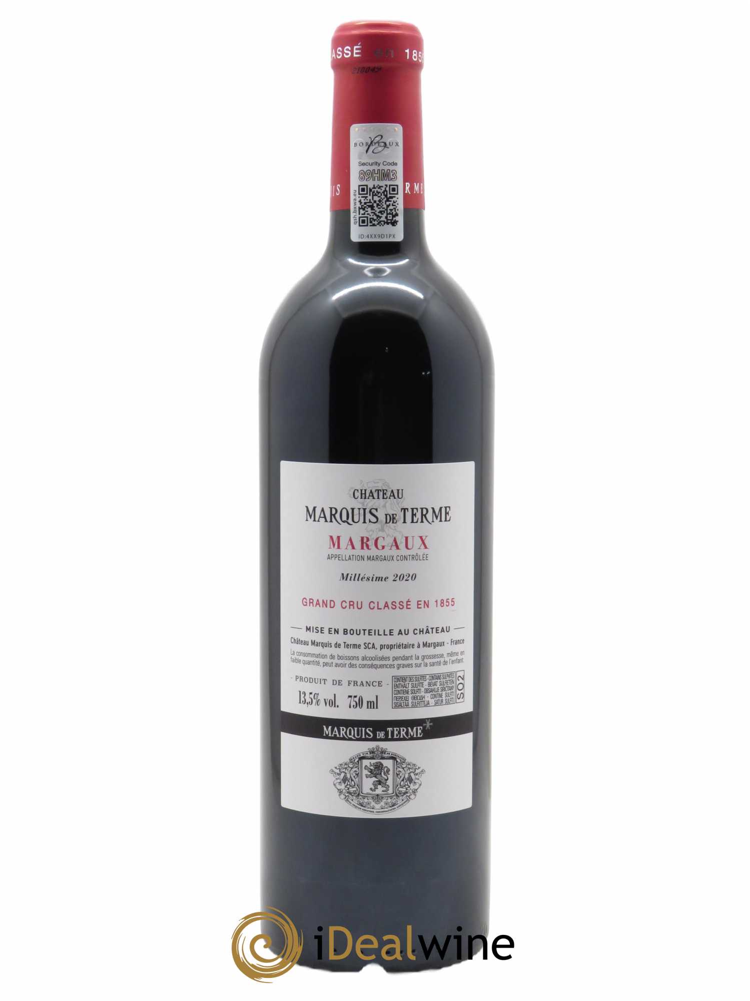Château Marquis de Terme 4ème Grand Cru Classé (CBO à partir de 6 BTS) 2020 - Lot de 1 Bouteille