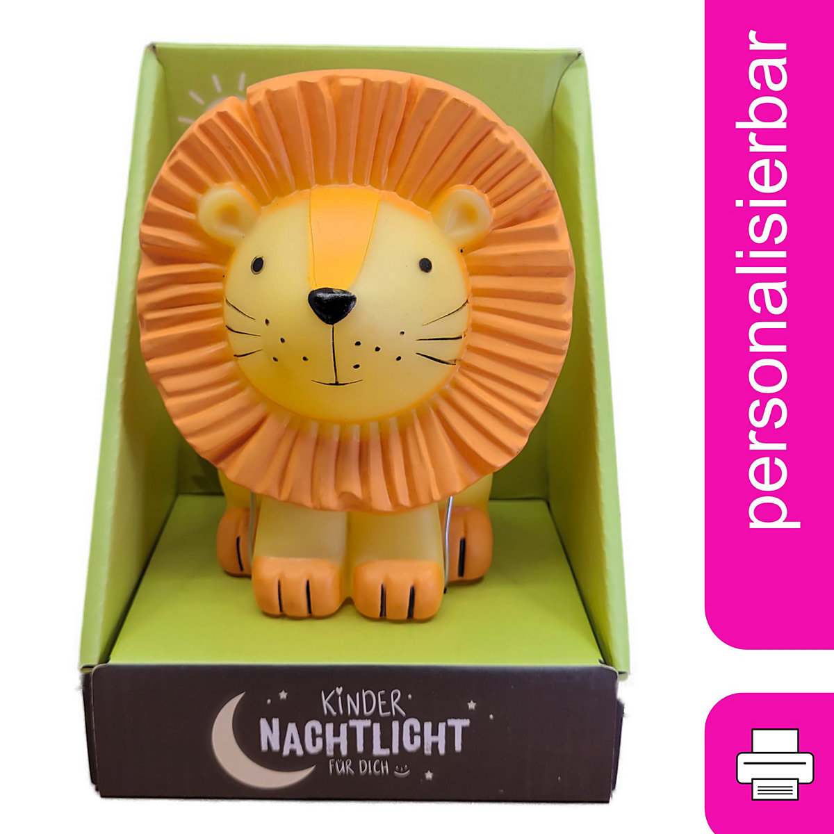 Kinder Nachtlicht / Schlummerlicht Löwe mit Name personalisiert