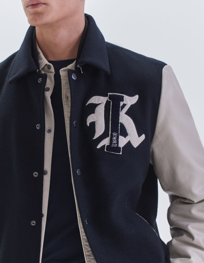 Teddy marine bi-matière avec maxi broderie Homme