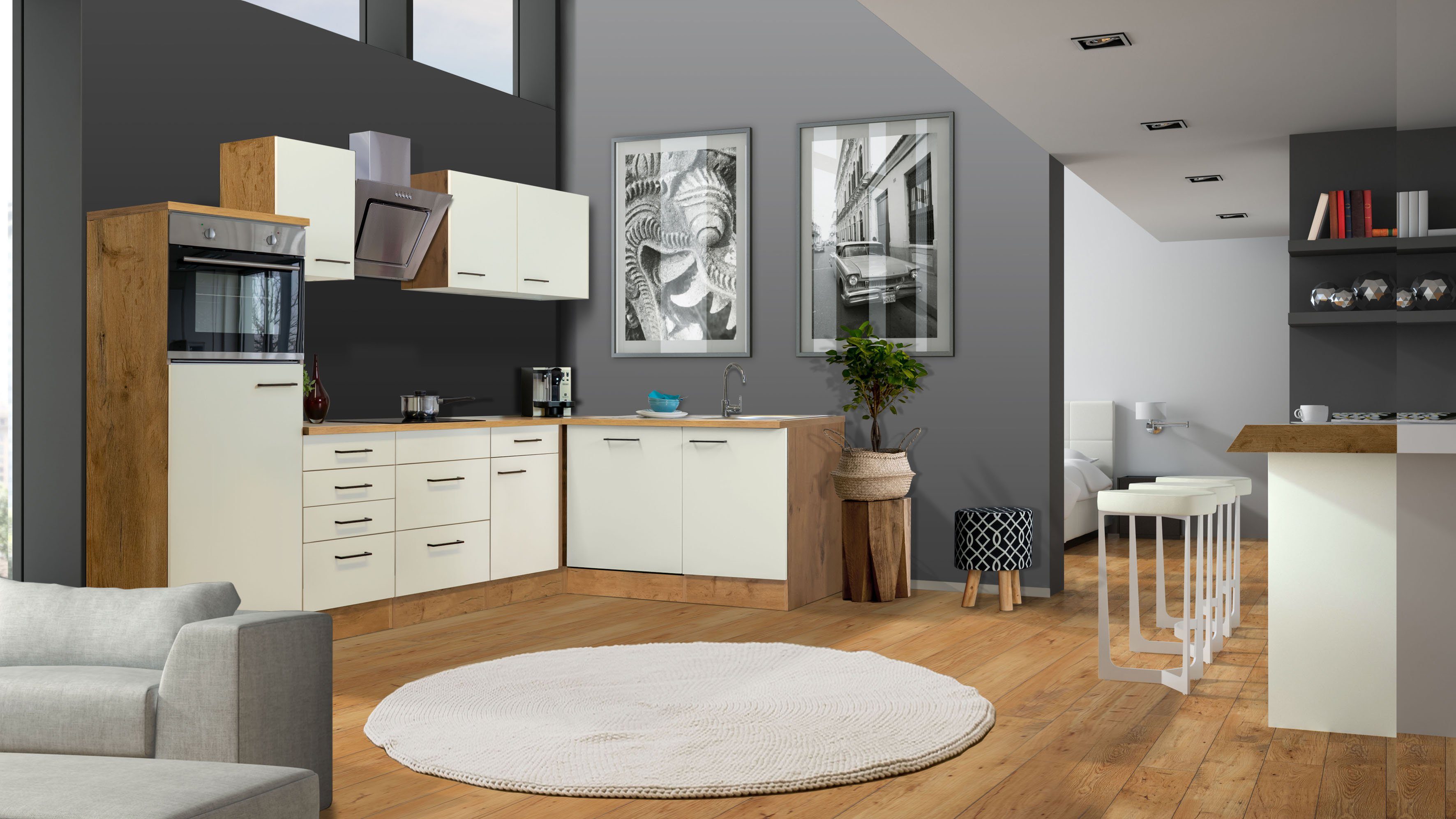 Flex-Well Winkelküche Vintea, mit E-Geräten, Gesamtbreite 280 x 170 cm