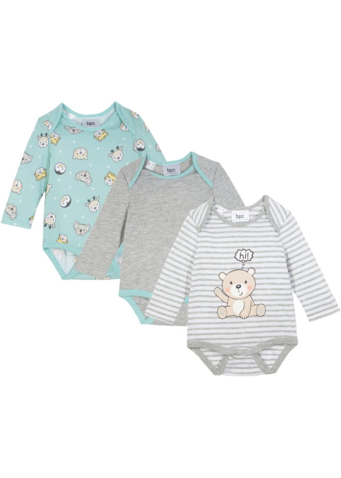 Baby Langarmbody aus Bio-Baumwolle (3er-Pack)