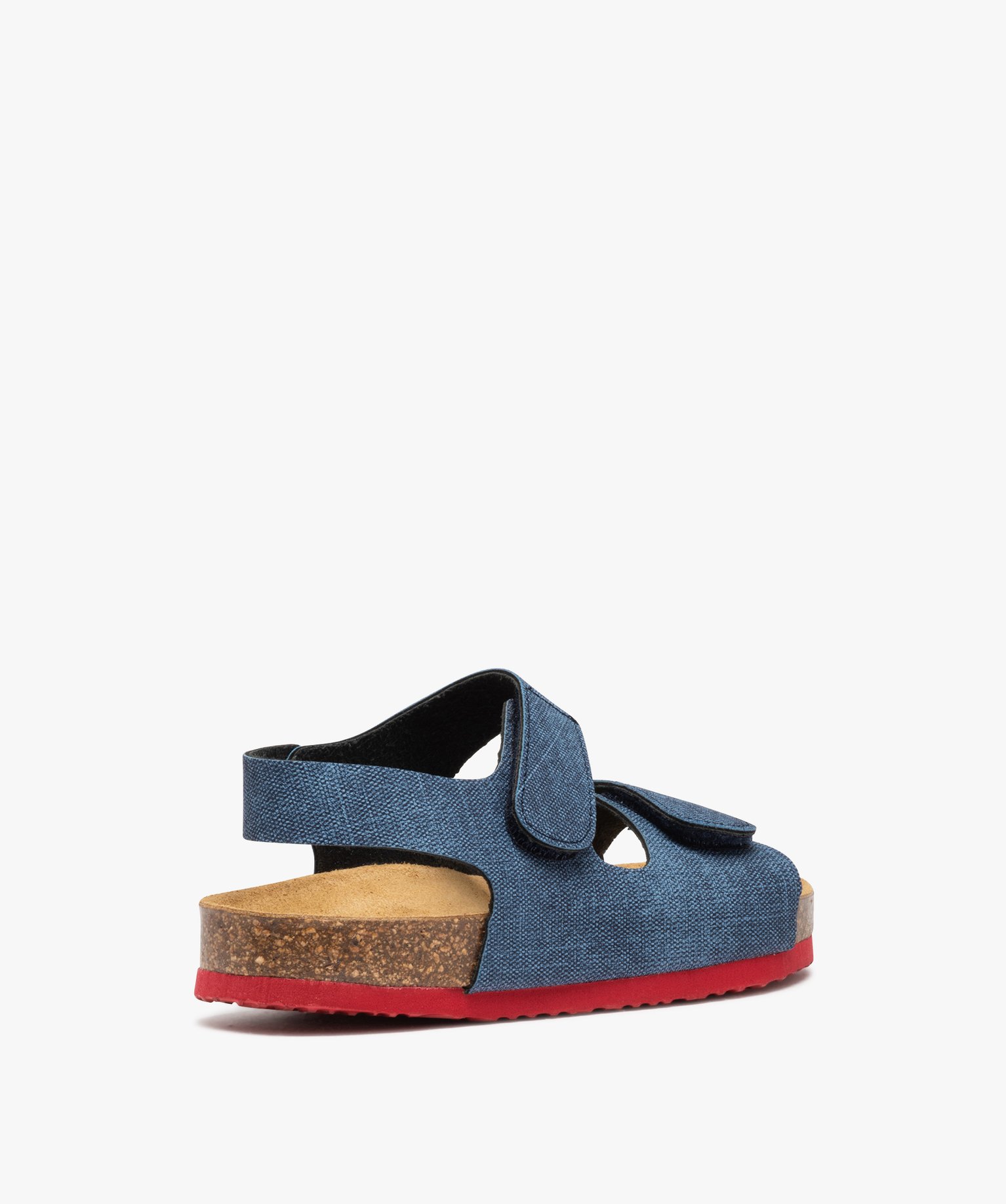 Sandales Garçon imitation denim à brides scratch bleu | GEMO