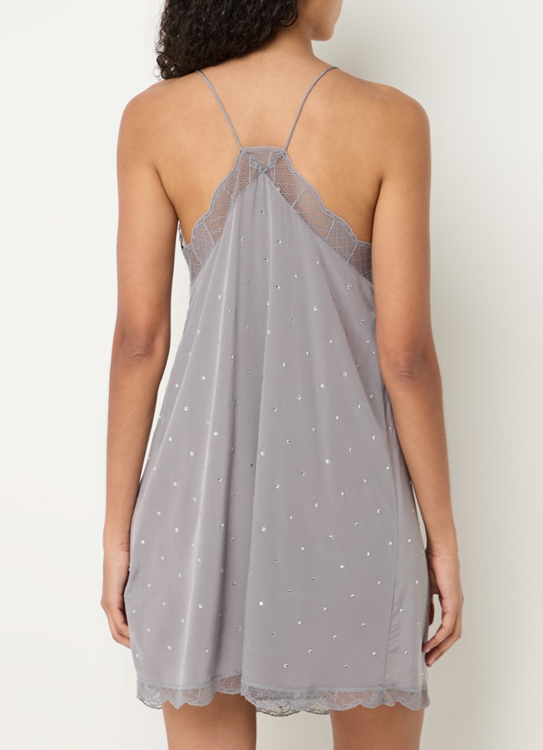 Vestido curto de seda Ristyz da Zadig&Voltaire com detalhes em renda e strass.