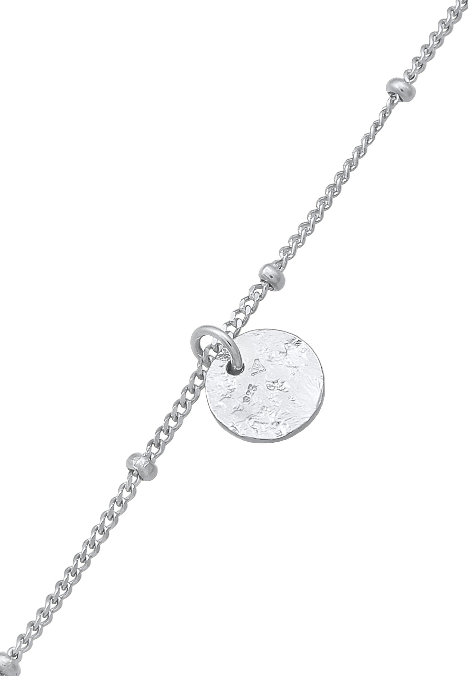 Placa de bola para mujer Elli, disco martillado en plata de ley 925.