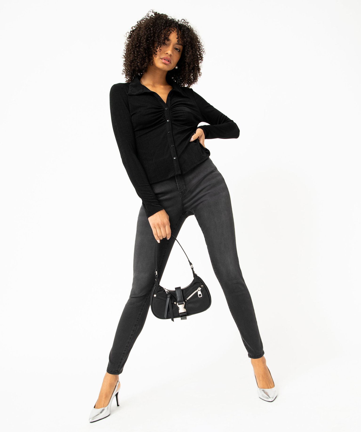 Jean Skinny taille haute stretch femme grey | GEMO