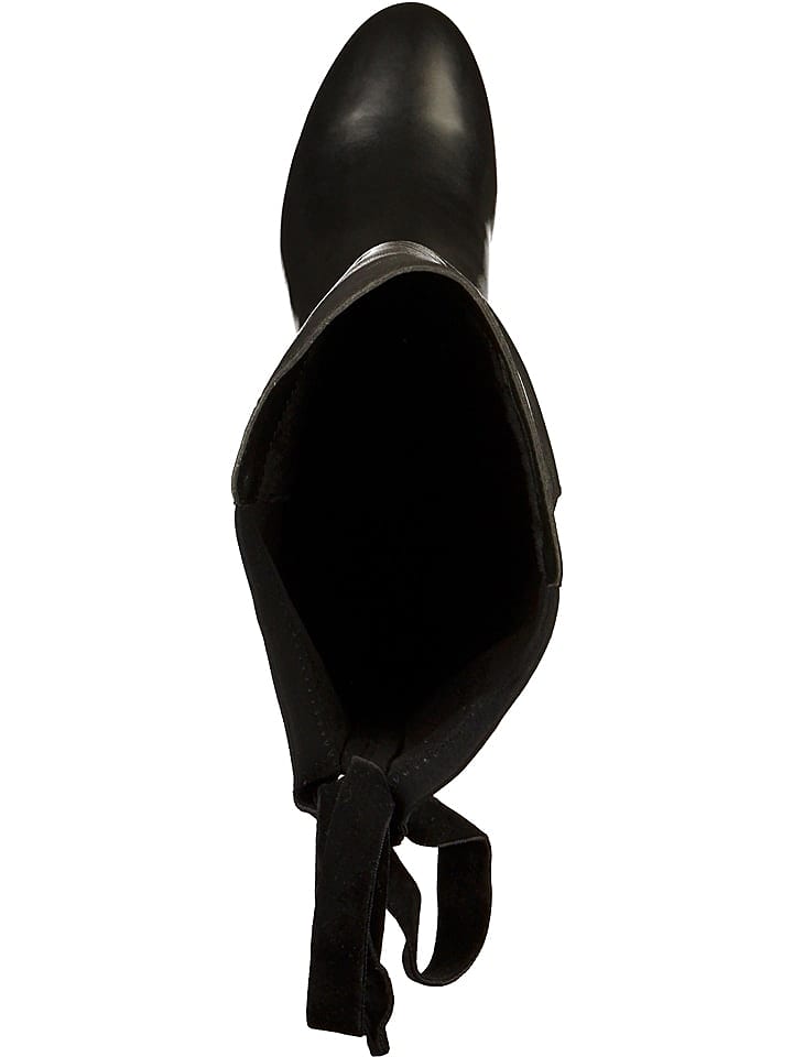 Bugatti Leder-Overknee-Stiefel in Schwarz günstig kaufen 40