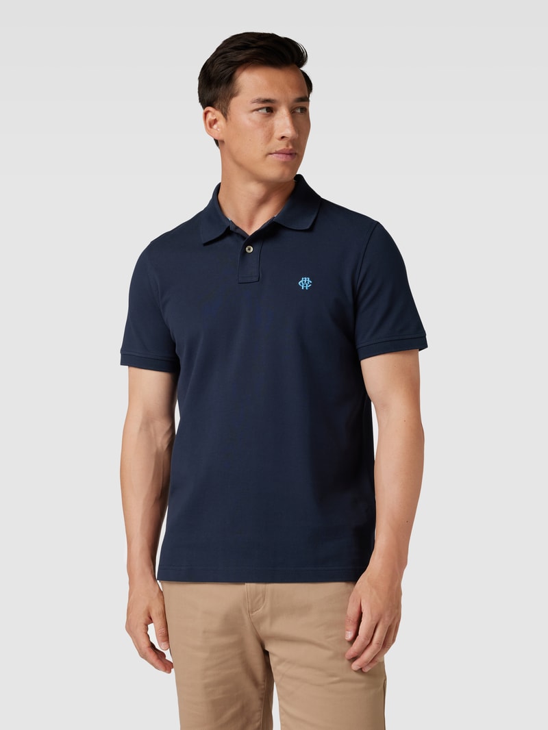 Poloshirt mit Label-Stitching in dunkelblau