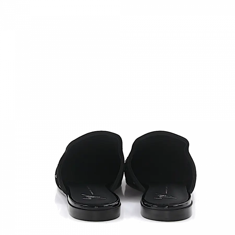 Giuseppe Zanotti - Pantolleten The Dazzling Elsa Samt Schwarz Strass - schwarz