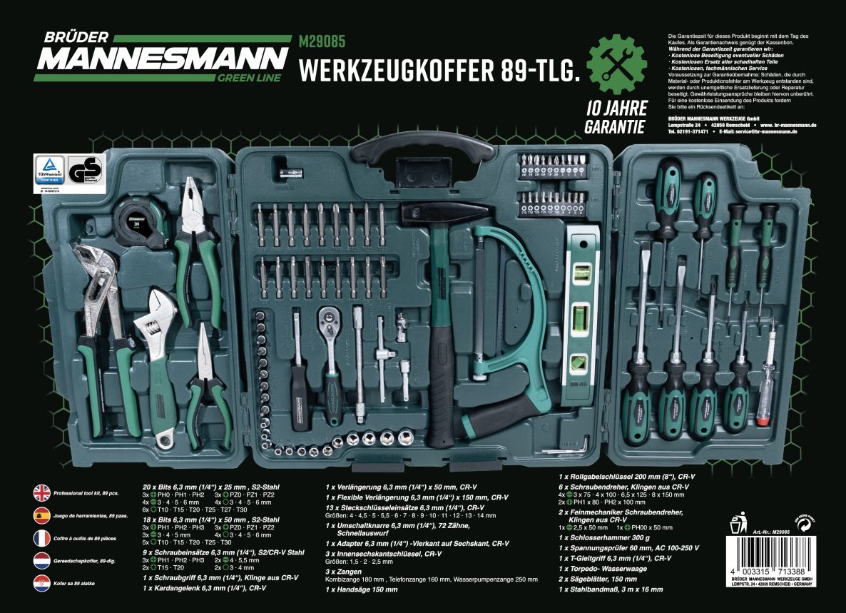 Brüder Mannesmann 29085 Set alata 89-dijelni