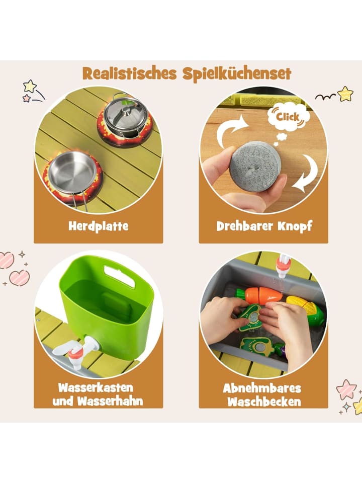 COSTWAY Matschküche Outdoor in Beige günstig kaufen 35 cm