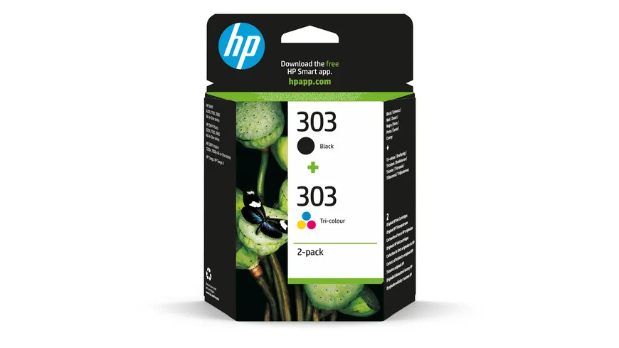 hp 303 2er-Pack Schwarz & Cyan/Magenta/Gelb Original Tintenpatronen 3YM92AE
