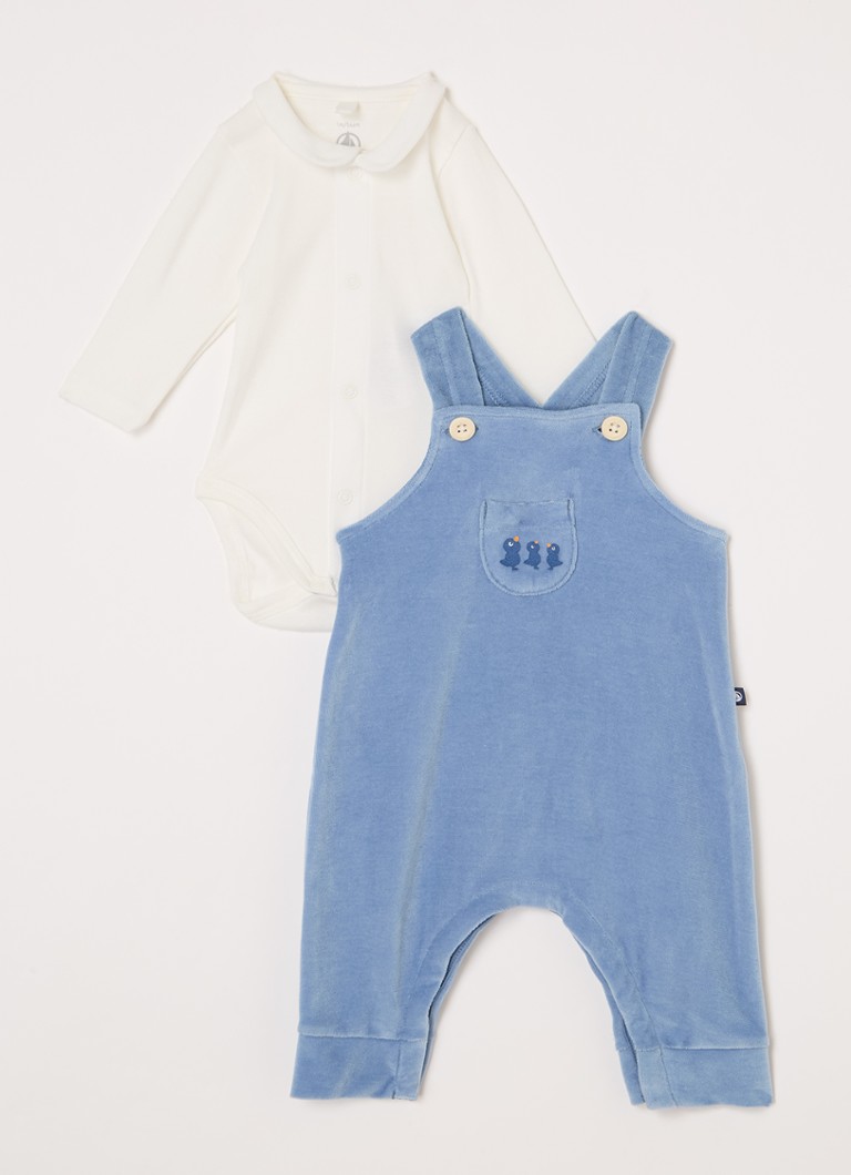 Set de două piese Petit Bateau: salopetă și pantaloni scurți