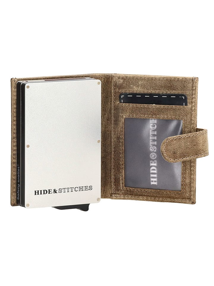 HIDE & STITCHES Leder-Geldbörse in Beige - (B)8 x (H)10 x (T)2 cm günstig kaufen onesize