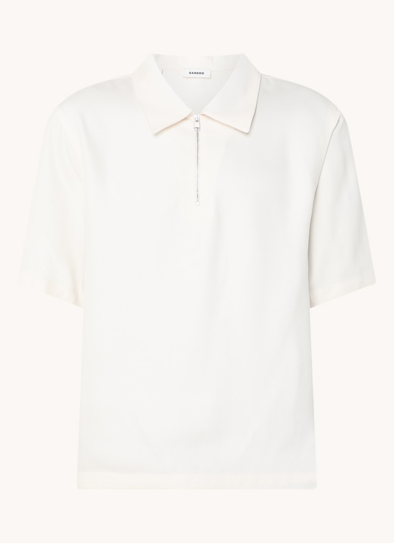 Polo Sandro de corte regular em mistura de lyocell com meio zíper.