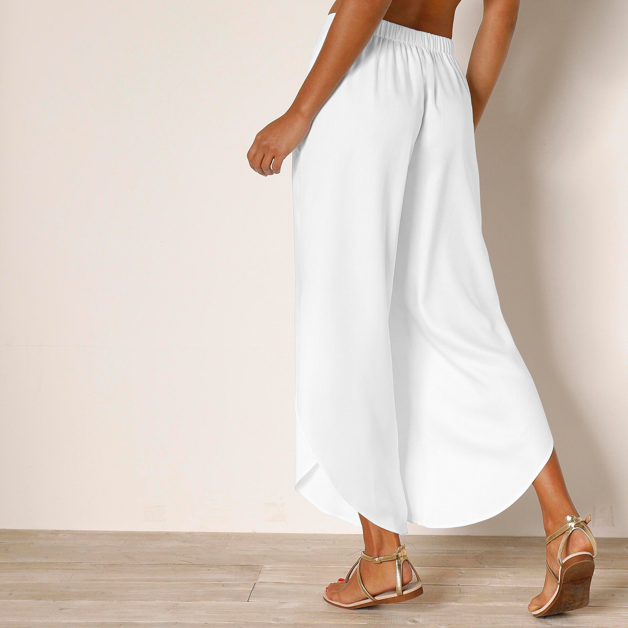 Pantalon large fendu