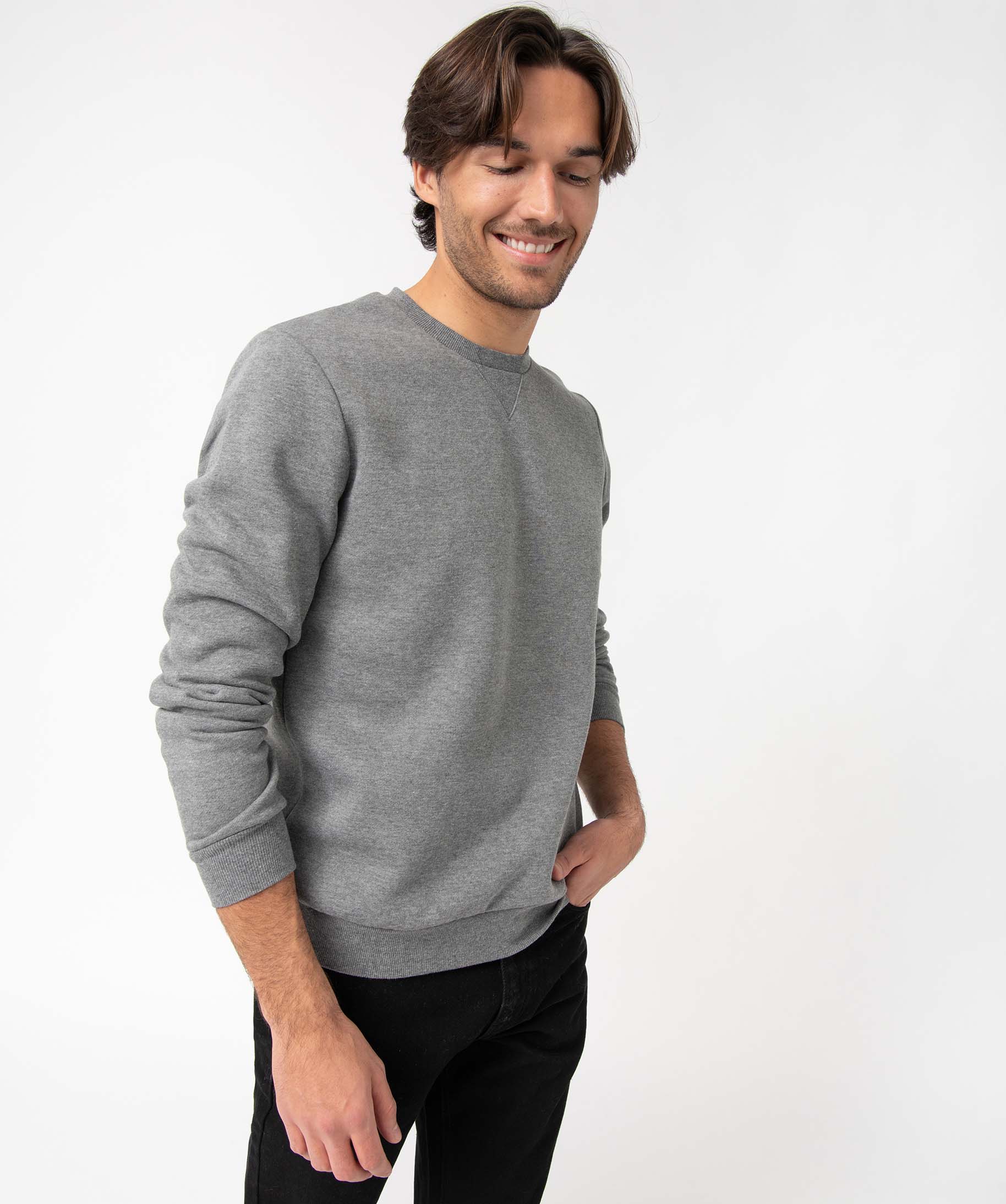 Sweat homme avec intérieur molletonné gris | GEMO