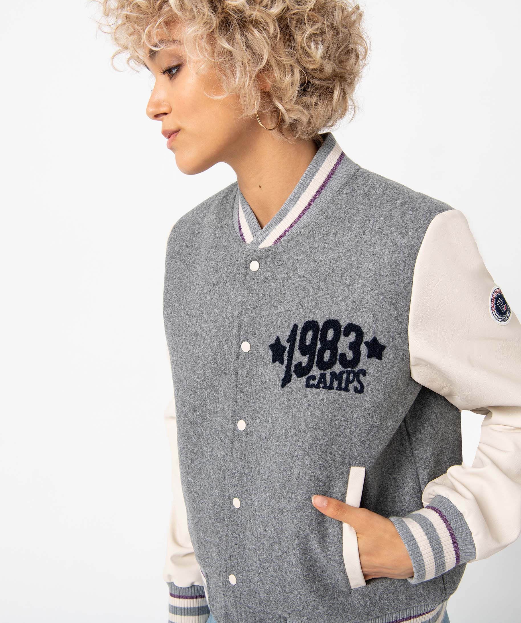 Blouson bomber femme bi-matières — Camps United bleu fonce | GEMO
