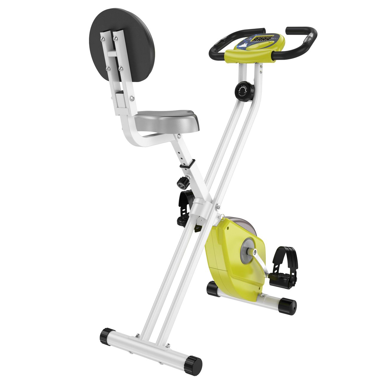 HOMCOM Heimtrainer Fahrradtrainer mit 8 stufig einstellbarem Magnetwiderstand Gelb Weiß 43 x 97 x 109 cm