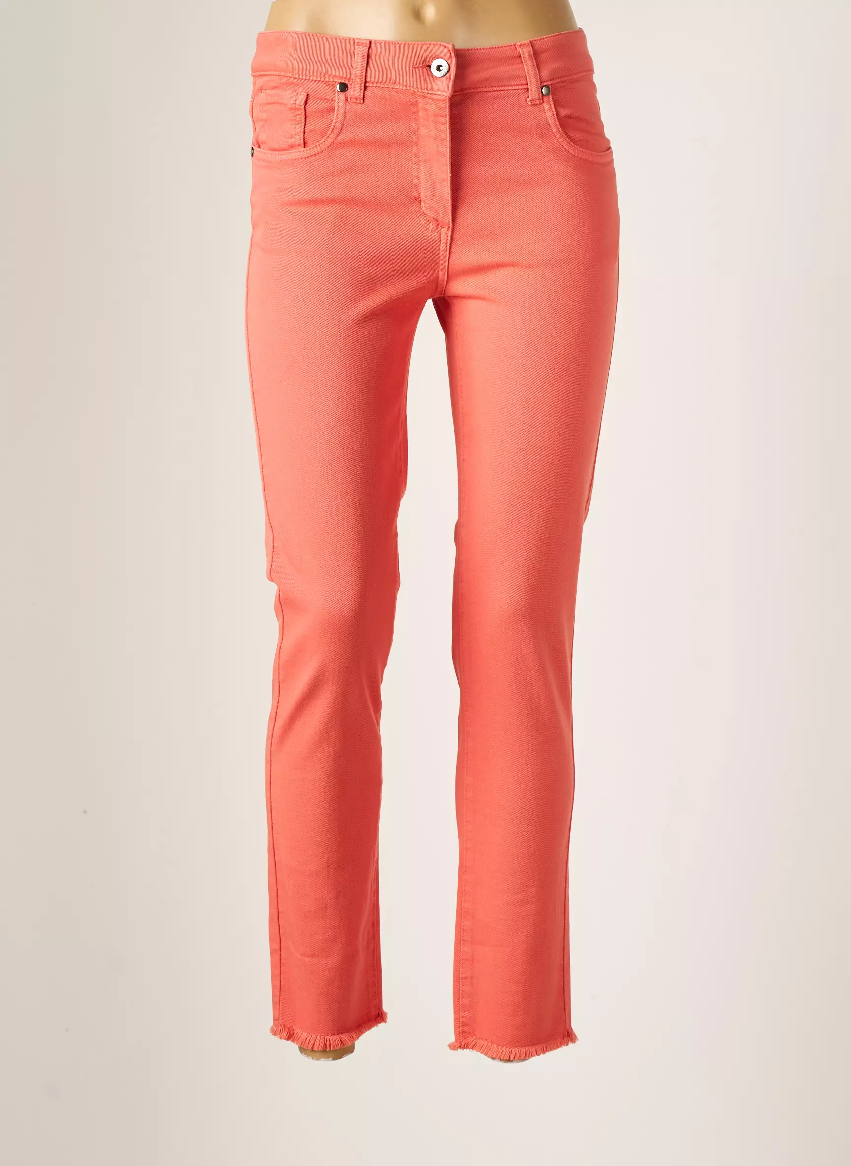 Lauren Vidal Jeans Coupe Slim Femme couleur orange